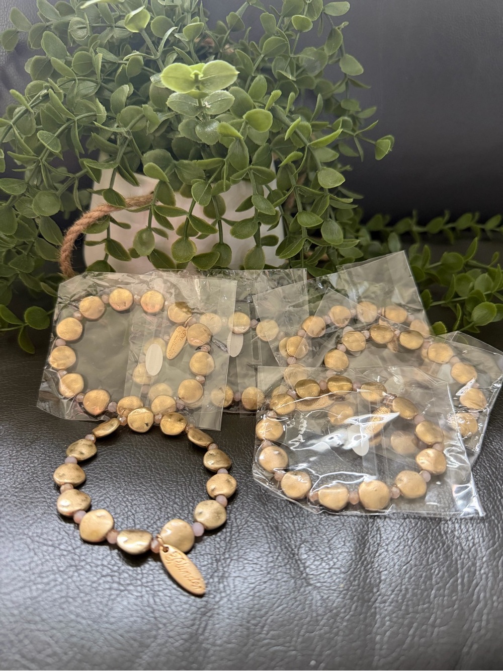 6 Plunder Gold-Tone  Bead Stretch Bracelet - Women Jewelry